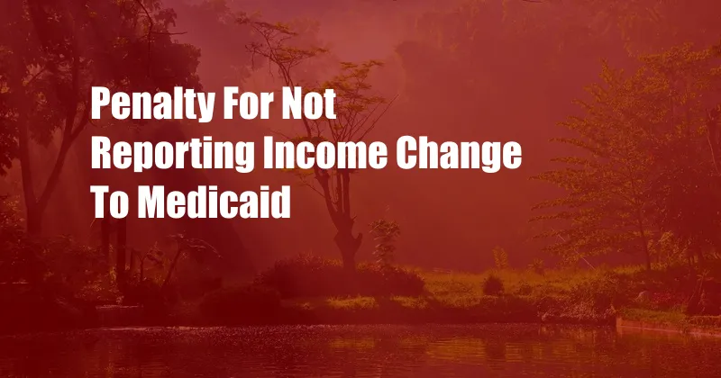 Penalty For Not Reporting Income Change To Medicaid 