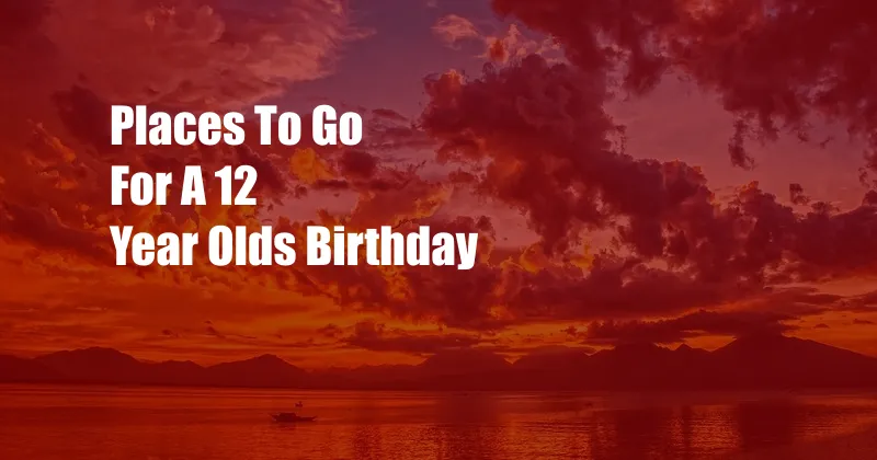 Places To Go For A 12 Year Olds Birthday