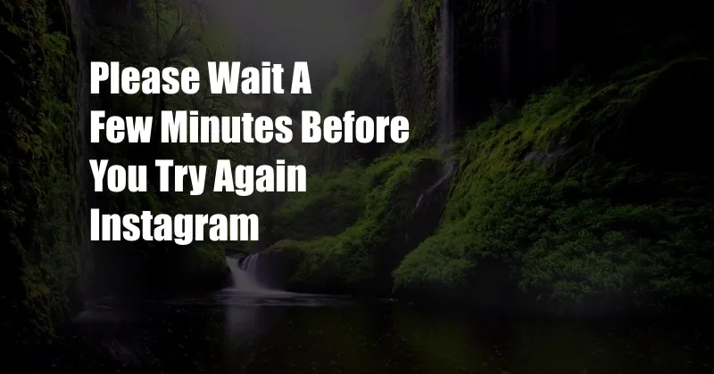 Please Wait A Few Minutes Before You Try Again Instagram