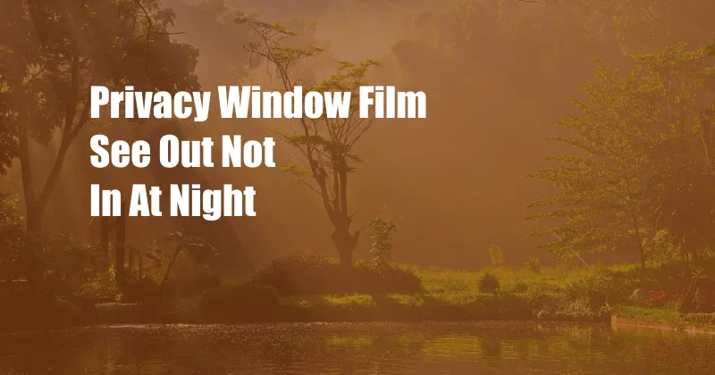 Privacy Window Film See Out Not In At Night