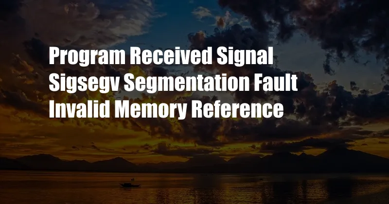 Program Received Signal Sigsegv Segmentation Fault Invalid Memory Reference