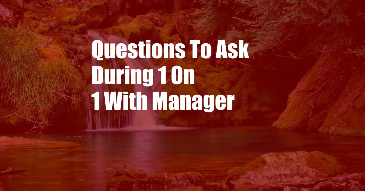 Questions To Ask During 1 On 1 With Manager