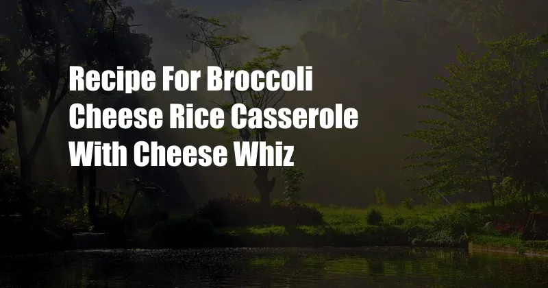 Recipe For Broccoli Cheese Rice Casserole With Cheese Whiz