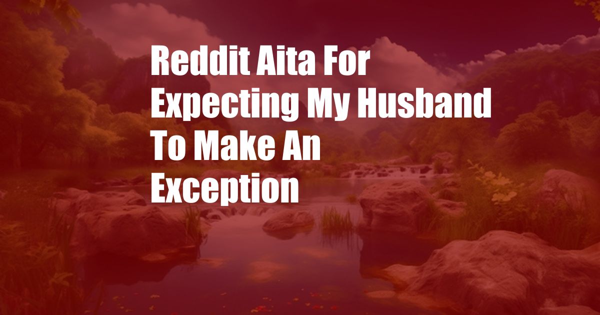 Reddit Aita For Expecting My Husband To Make An Exception