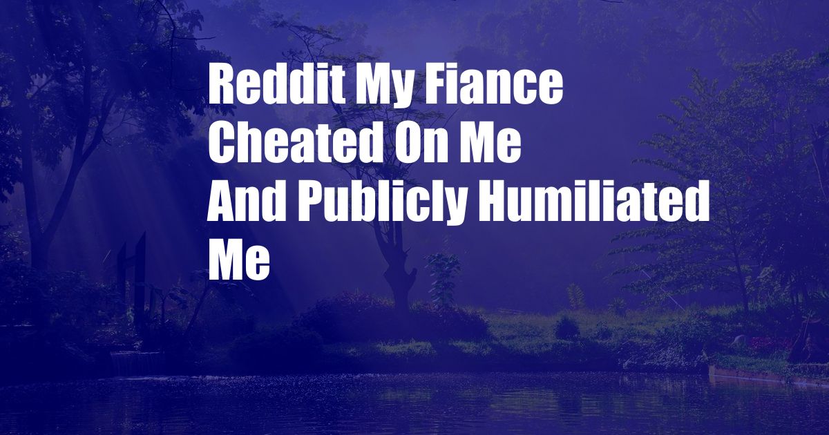 Reddit My Fiance Cheated On Me And Publicly Humiliated Me