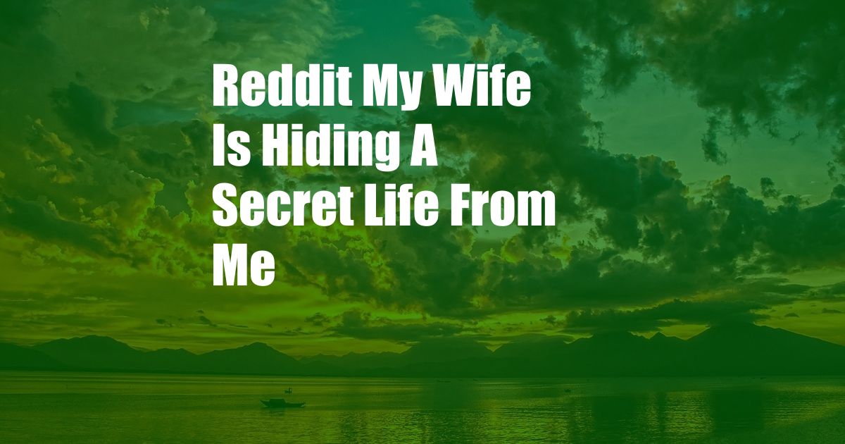 Reddit My Wife Is Hiding A Secret Life From Me