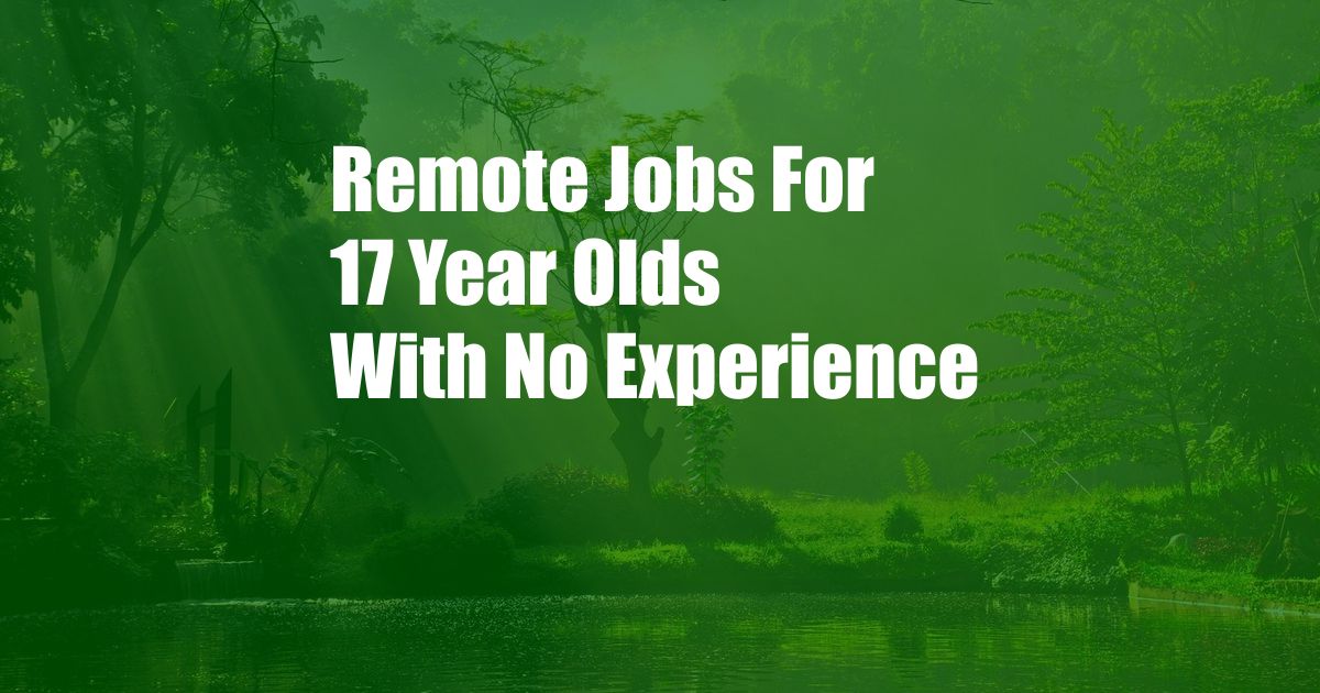 Remote Jobs For 17 Year Olds With No Experience