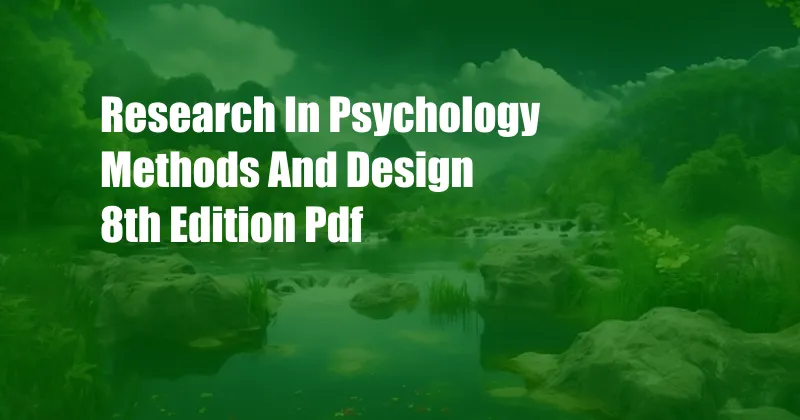 Research In Psychology Methods And Design 8th Edition Pdf