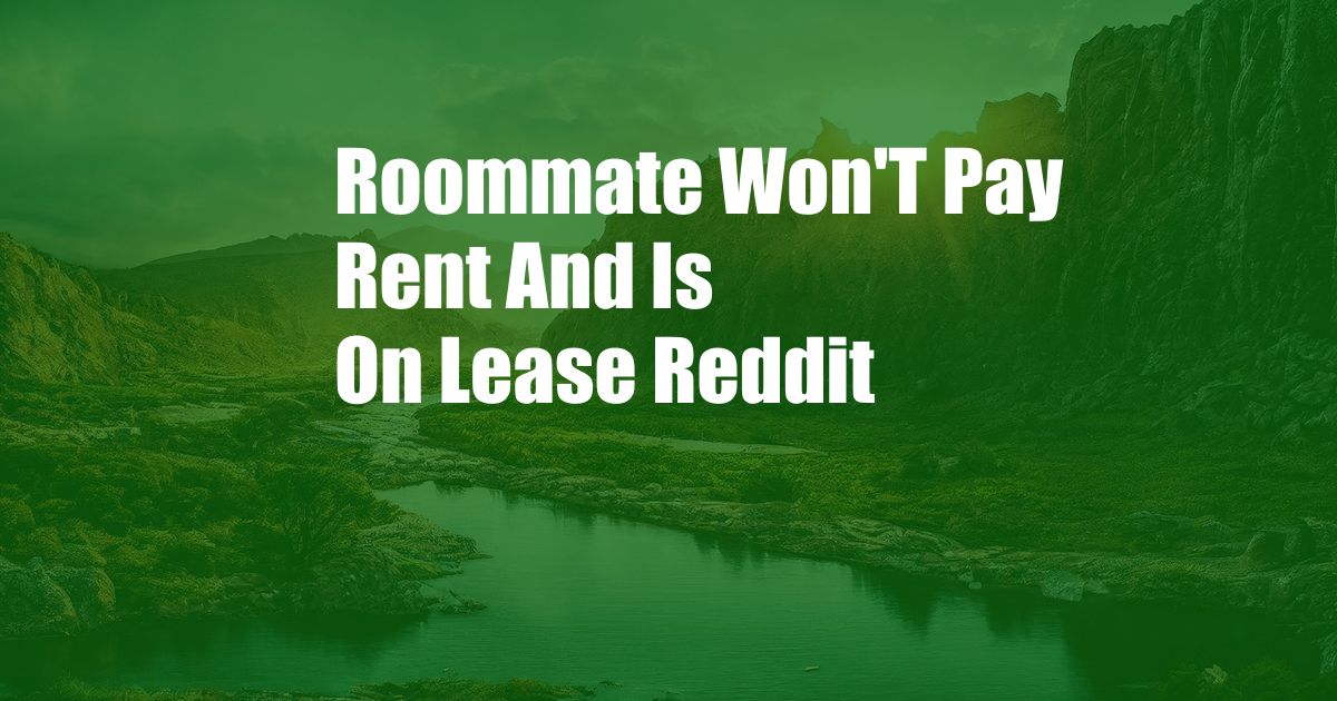 Roommate Won'T Pay Rent And Is On Lease Reddit