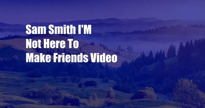 Sam Smith I'M Not Here To Make Friends Video