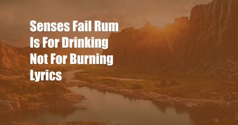 Senses Fail Rum Is For Drinking Not For Burning Lyrics