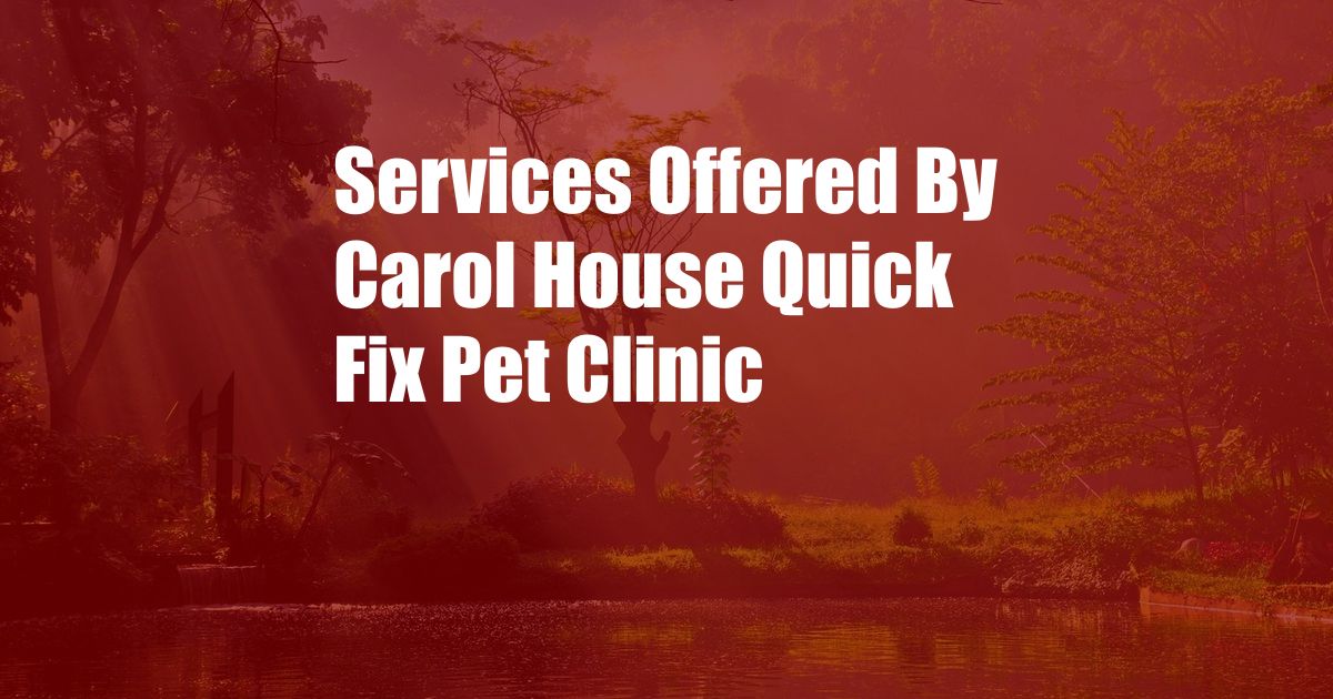 Services Offered By Carol House Quick Fix Pet Clinic