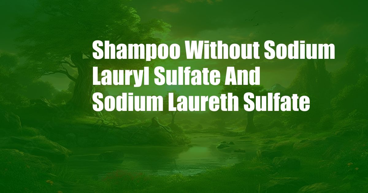 Shampoo Without Sodium Lauryl Sulfate And Sodium Laureth Sulfate