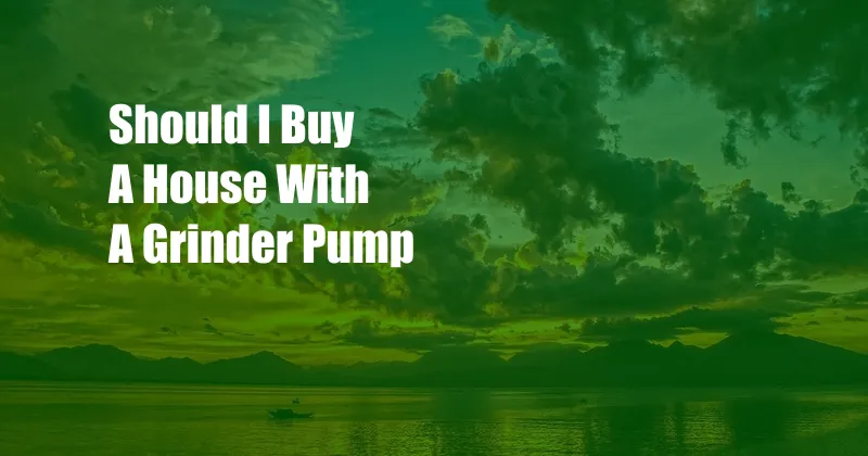 Should I Buy A House With A Grinder Pump