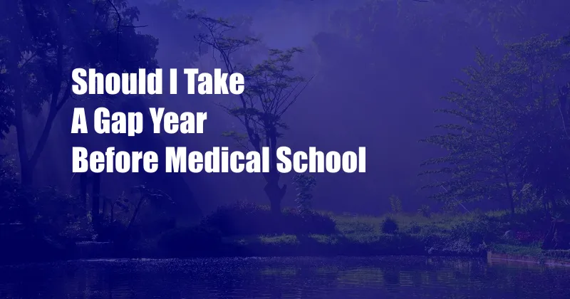 Should I Take A Gap Year Before Medical School