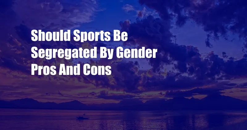 Should Sports Be Segregated By Gender Pros And Cons