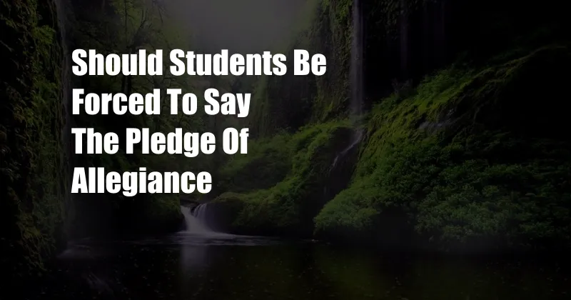 Should Students Be Forced To Say The Pledge Of Allegiance