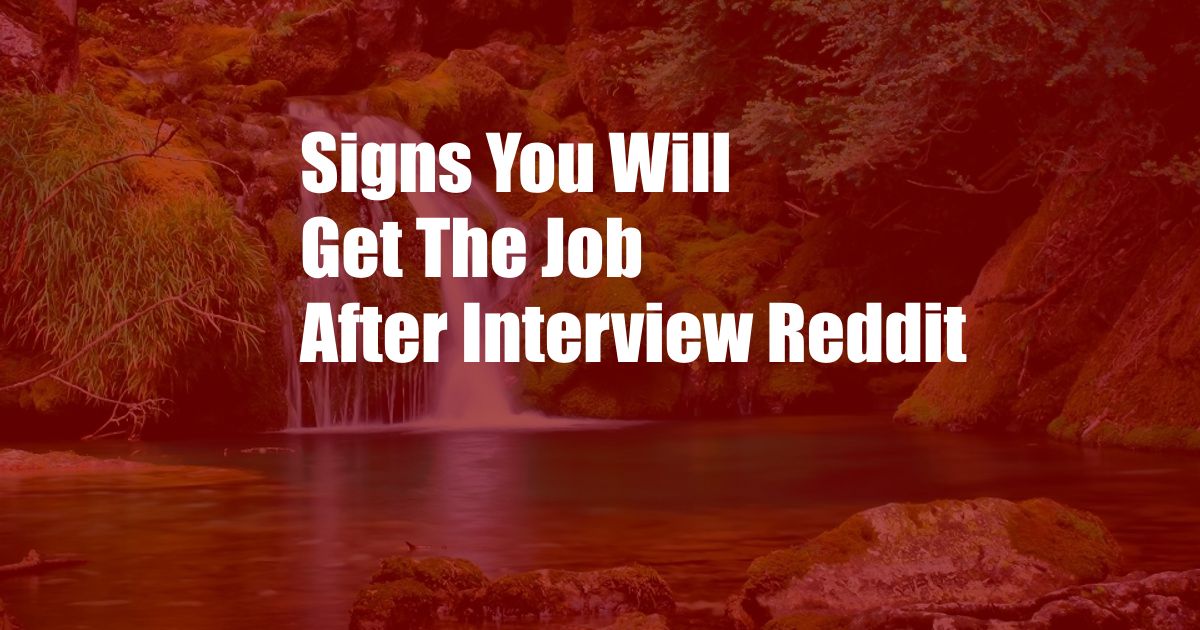 Signs You Will Get The Job After Interview Reddit