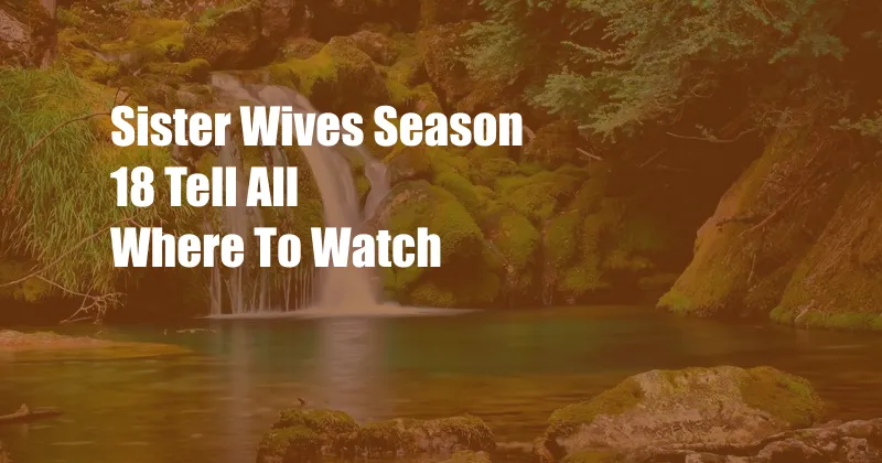 Sister Wives Season 18 Tell All Where To Watch