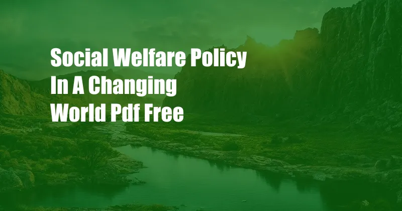 Social Welfare Policy In A Changing World Pdf Free