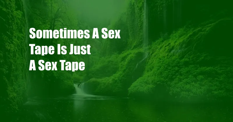 Sometimes A Sex Tape Is Just A Sex Tape