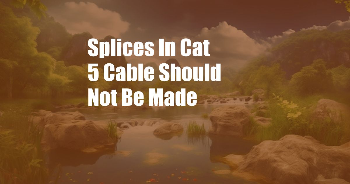 Splices In Cat 5 Cable Should Not Be Made