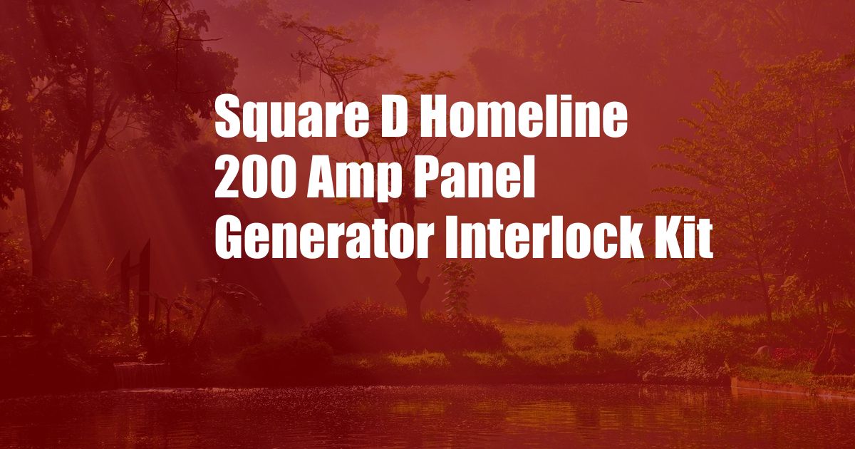 Square D Homeline 200 Amp Panel Generator Interlock Kit