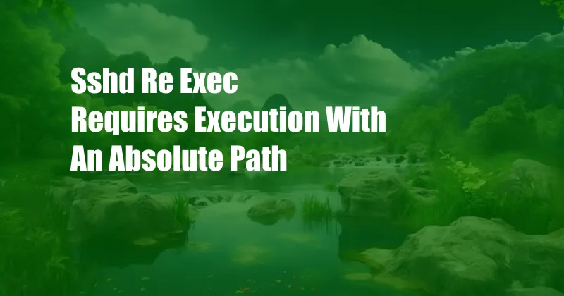 Sshd Re Exec Requires Execution With An Absolute Path