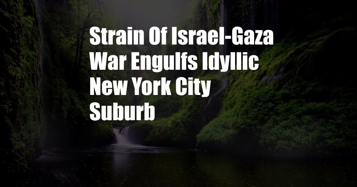 Strain Of Israel-Gaza War Engulfs Idyllic New York City Suburb