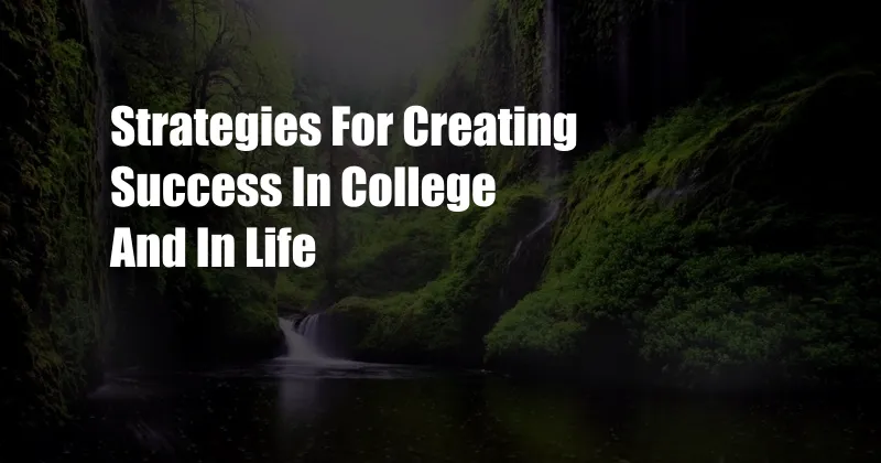 Strategies For Creating Success In College And In Life