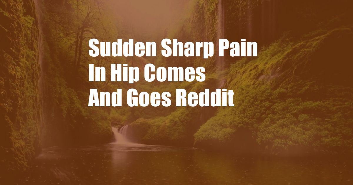 Sudden Sharp Pain In Hip Comes And Goes Reddit