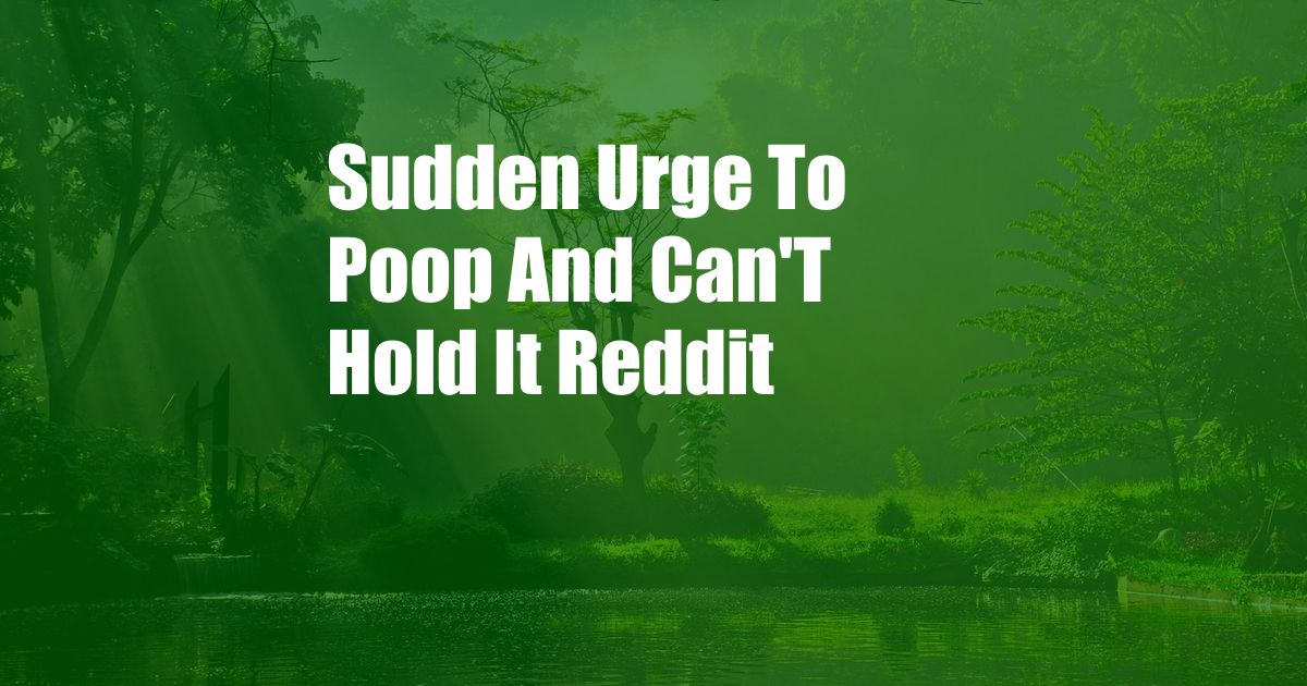 Sudden Urge To Poop And Can'T Hold It Reddit