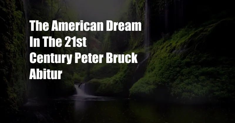 The American Dream In The 21st Century Peter Bruck Abitur