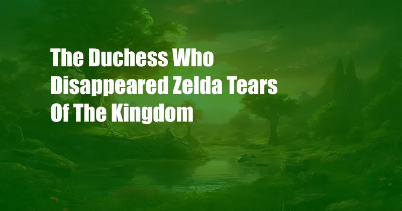 The Duchess Who Disappeared Zelda Tears Of The Kingdom