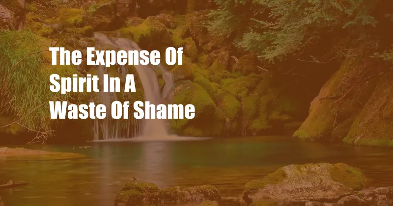 The Expense Of Spirit In A Waste Of Shame