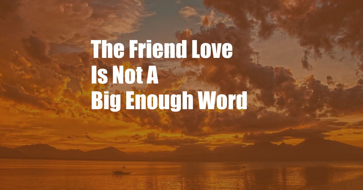 The Friend Love Is Not A Big Enough Word