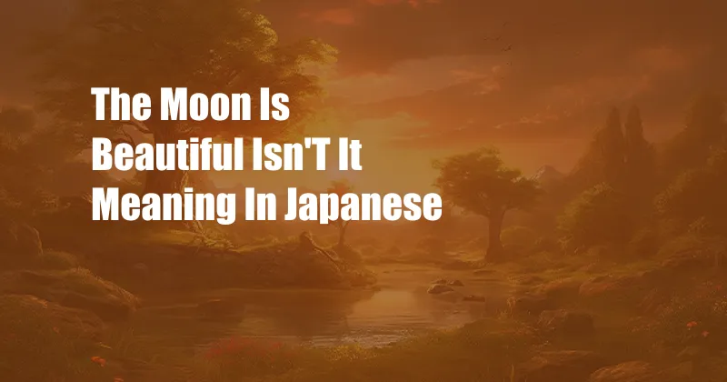 The Moon Is Beautiful Isn'T It Meaning In Japanese