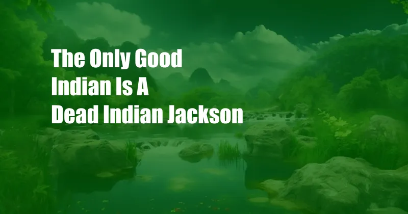 The Only Good Indian Is A Dead Indian Jackson