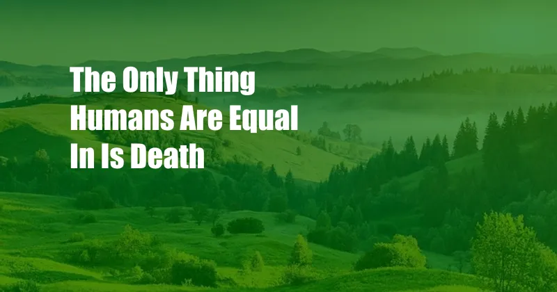 The Only Thing Humans Are Equal In Is Death