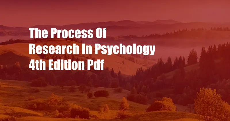 The Process Of Research In Psychology 4th Edition Pdf