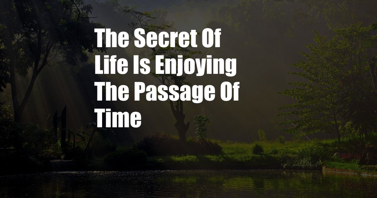 The Secret Of Life Is Enjoying The Passage Of Time