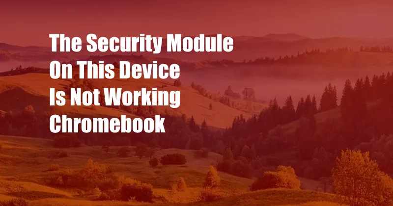The Security Module On This Device Is Not Working Chromebook
