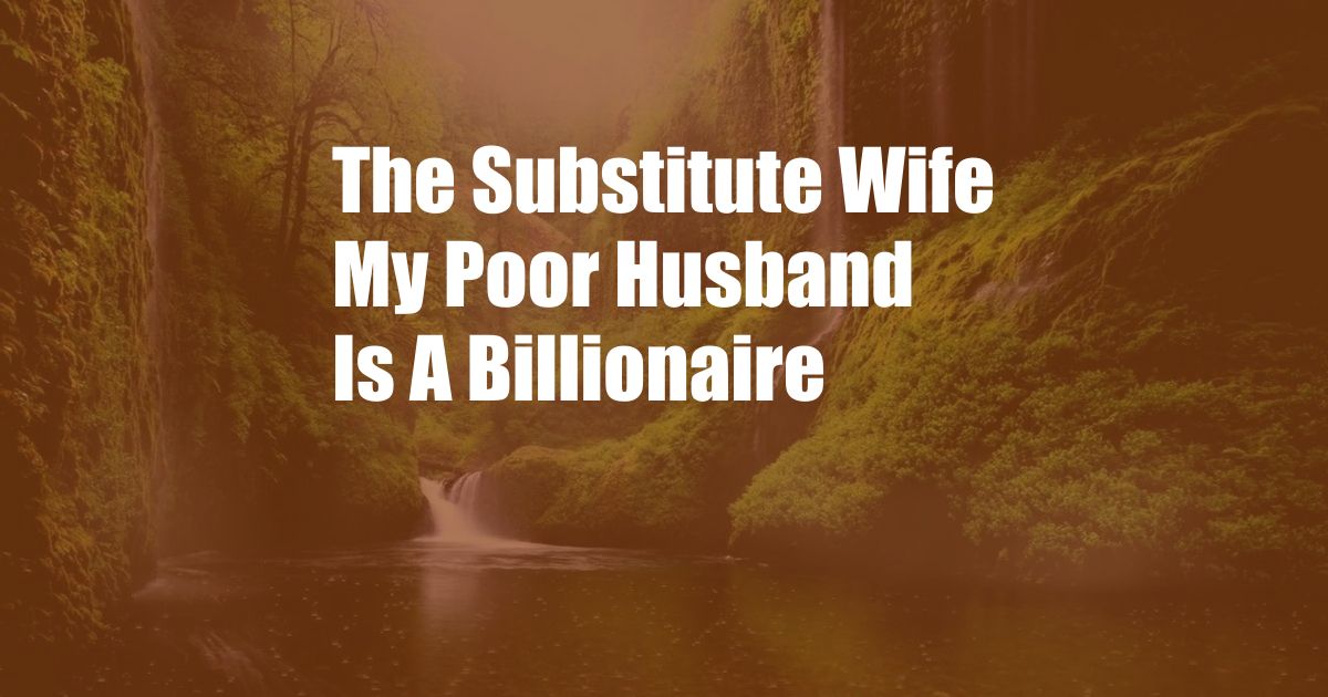 The Substitute Wife My Poor Husband Is A Billionaire