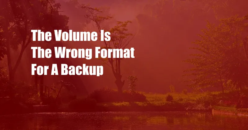 The Volume Is The Wrong Format For A Backup