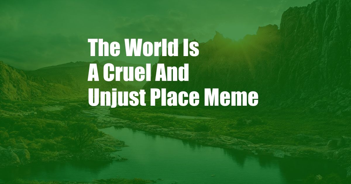 The World Is A Cruel And Unjust Place Meme