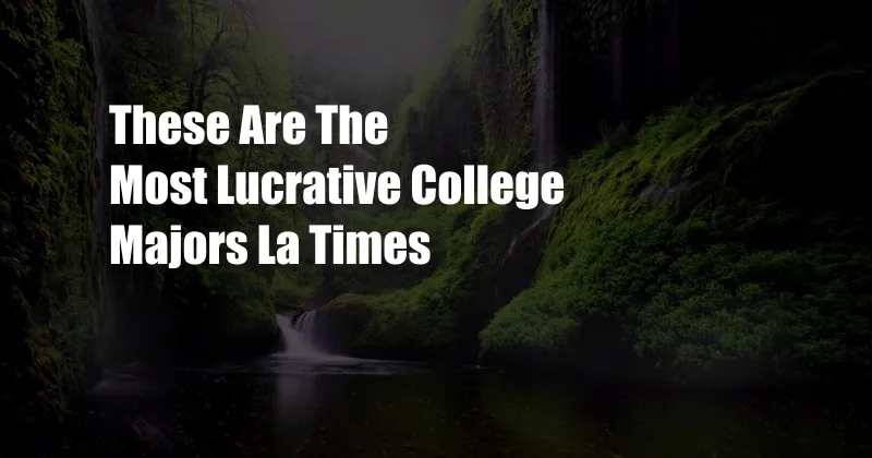 These Are The Most Lucrative College Majors La Times