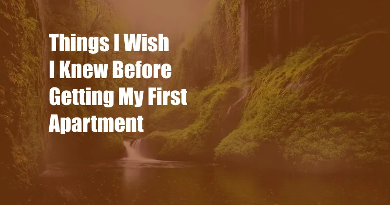Things I Wish I Knew Before Getting My First Apartment