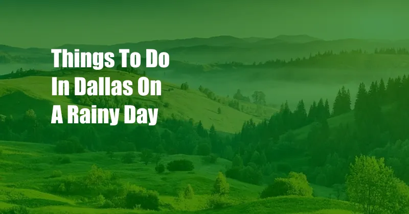 Things To Do In Dallas On A Rainy Day