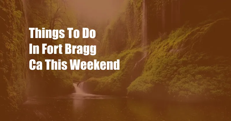 Things To Do In Fort Bragg Ca This Weekend