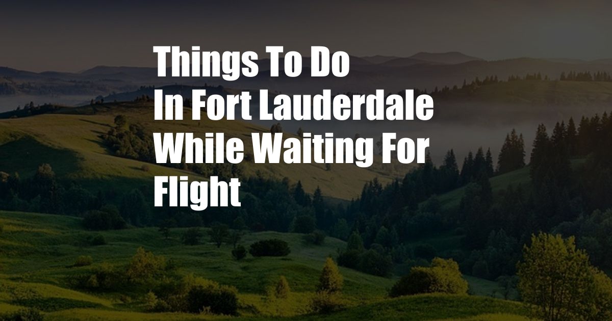 Things To Do In Fort Lauderdale While Waiting For Flight